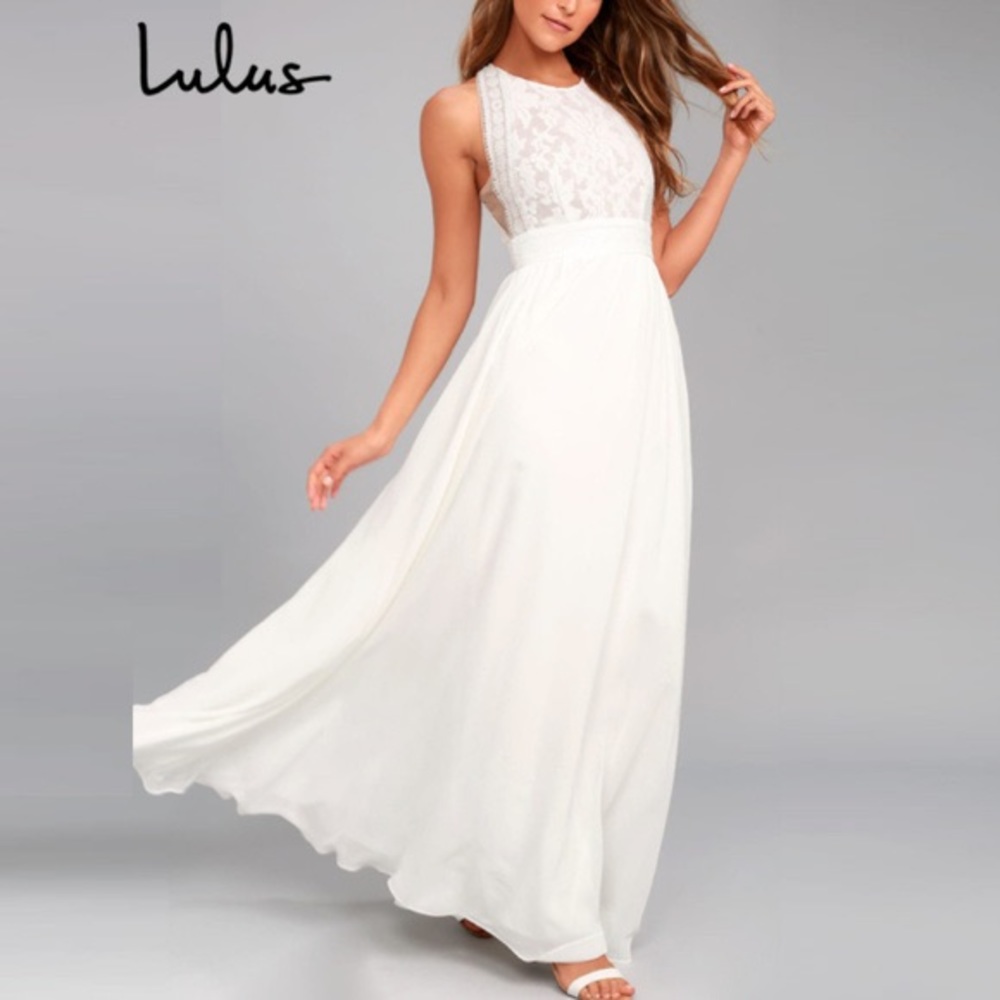 Lulu's White Lace Maxi Dress